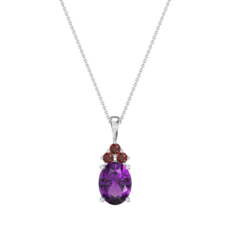 Three Stone Triangle and Oval Necklace