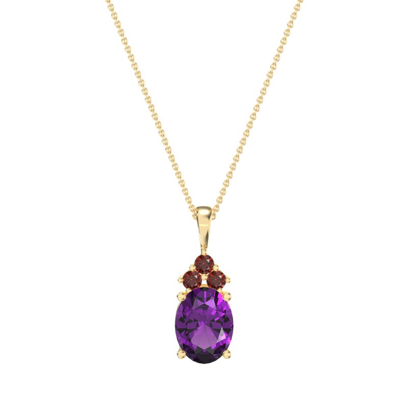 Three Stone Triangle and Oval Necklace