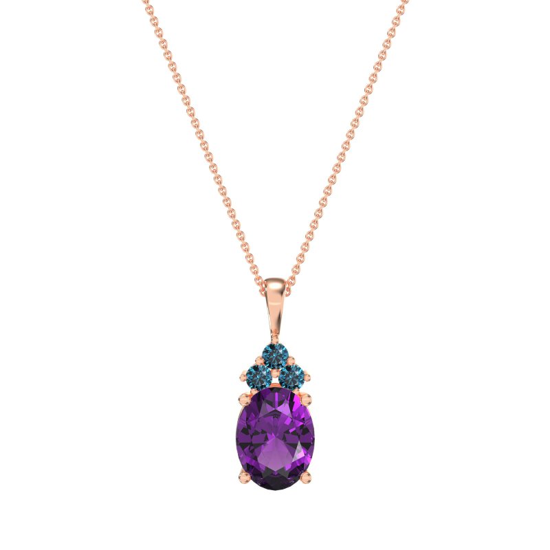 Three Stone Triangle and Oval Necklace