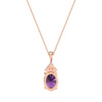 Three Stone Triangle and Oval Necklace