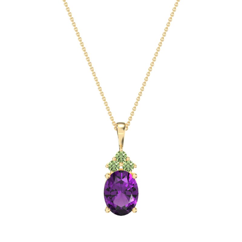 Three Stone Triangle and Oval Necklace