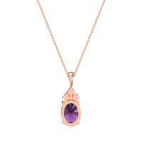 Three Stone Triangle and Oval Necklace