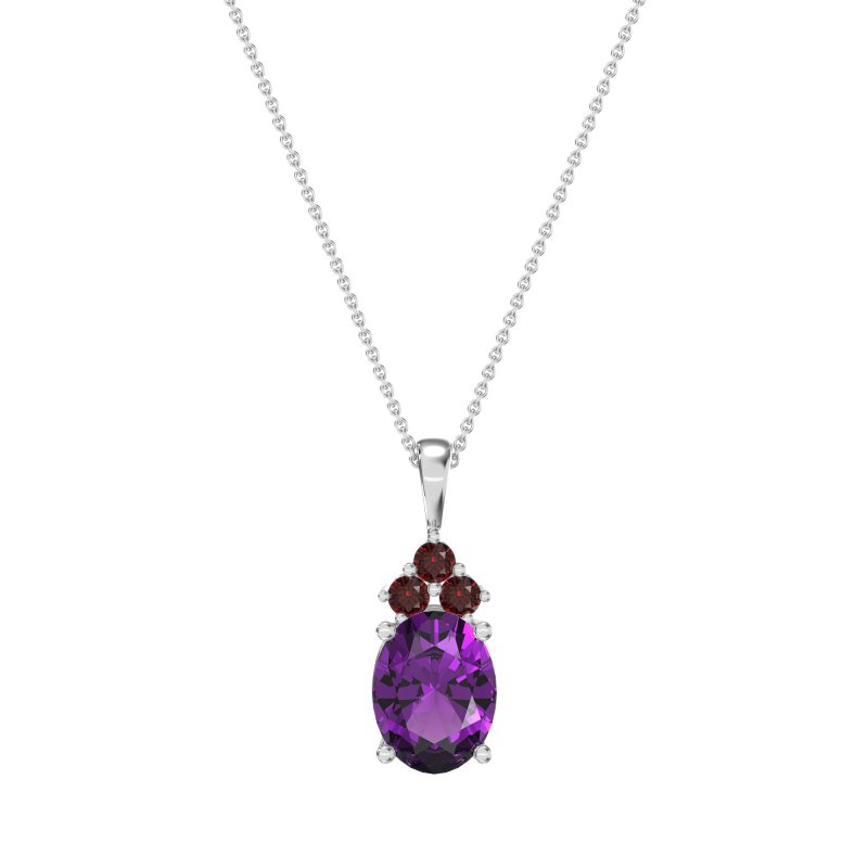 Three Stone Triangle and Oval Necklace