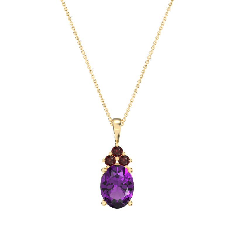 Three Stone Triangle and Oval Necklace