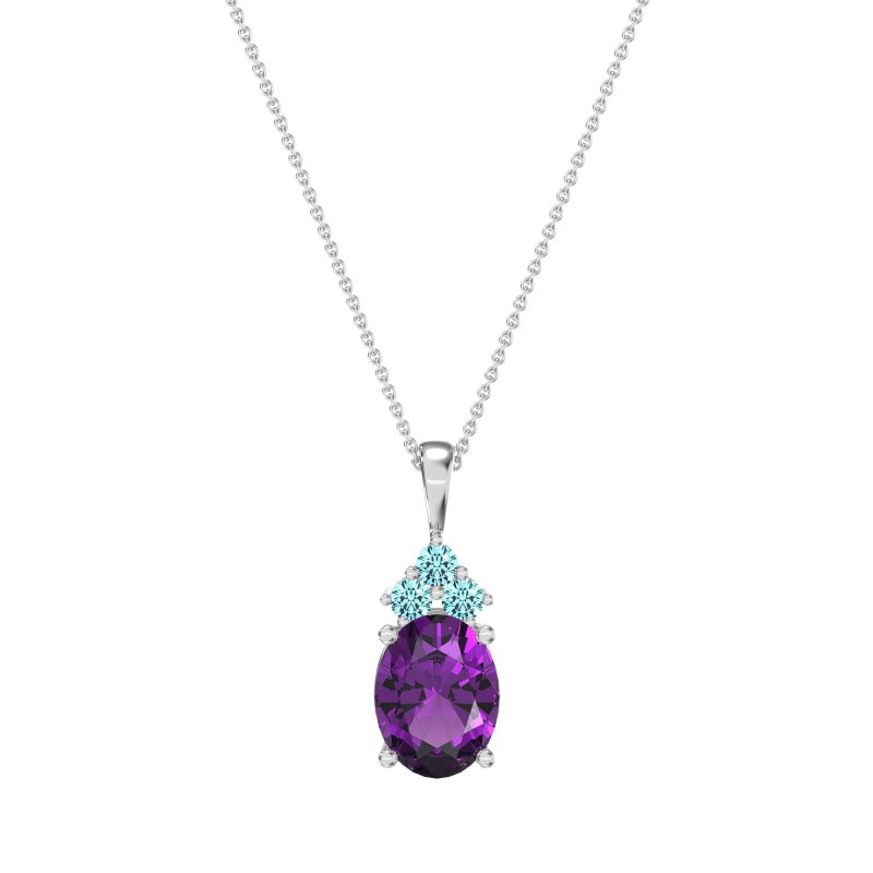 Three Stone Triangle and Oval Necklace