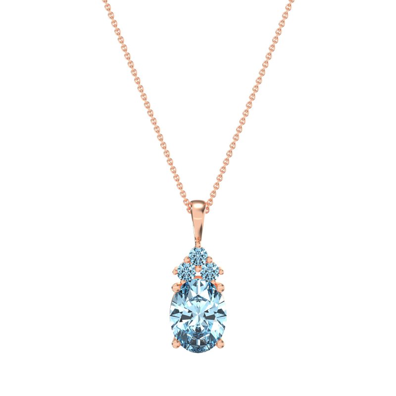 Three Stone Triangle and Oval Necklace