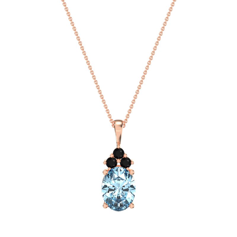 Three Stone Triangle and Oval Necklace