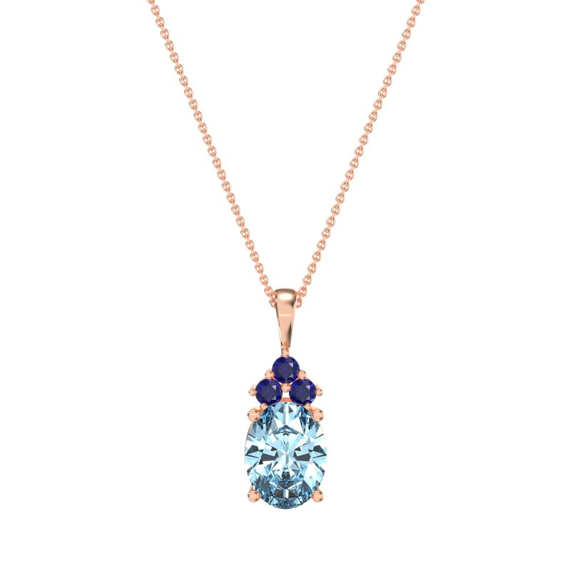 Three Stone Triangle and Oval Necklace