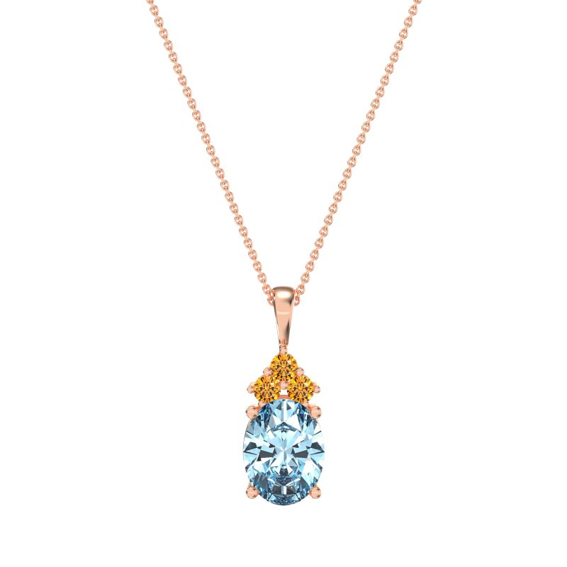 Three Stone Triangle and Oval Necklace