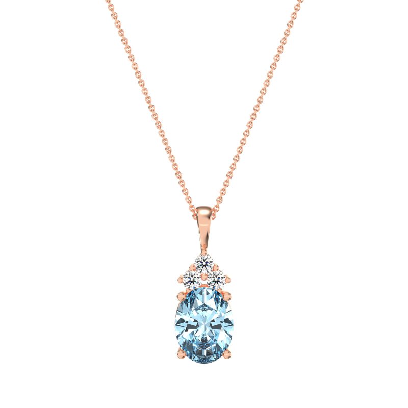 Three Stone Triangle and Oval Necklace