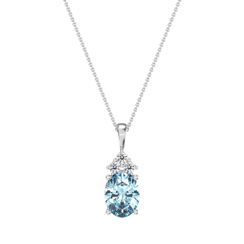 Three Stone Triangle and Oval Necklace