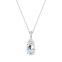 Three Stone Triangle and Oval Necklace