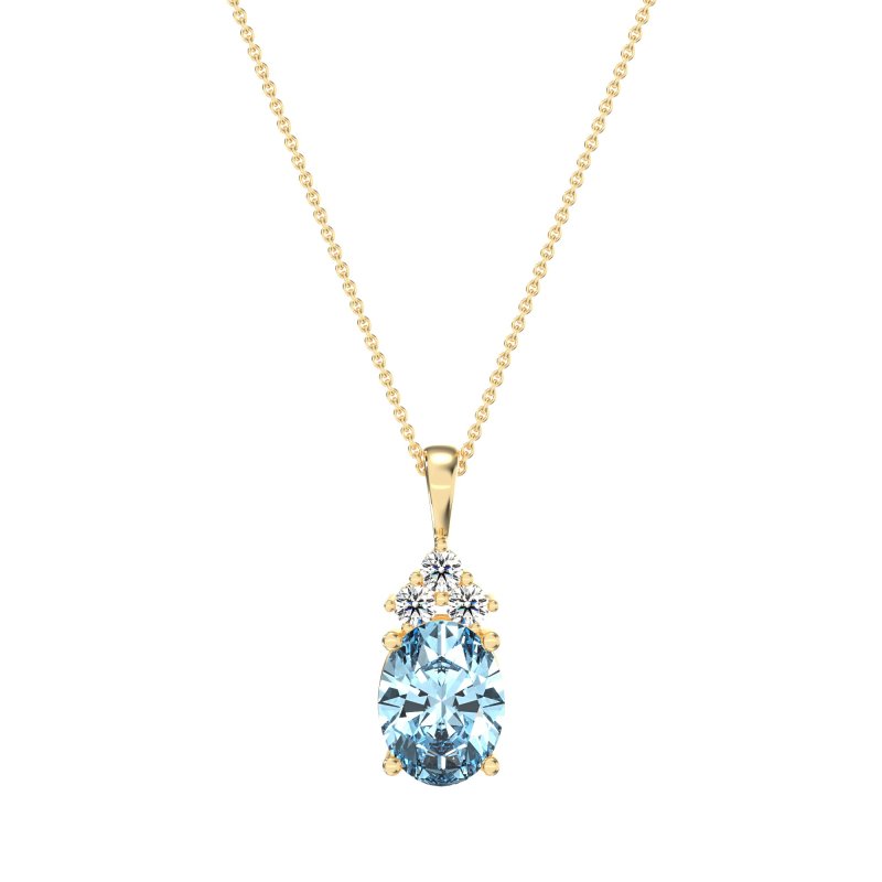 Three Stone Triangle and Oval Necklace