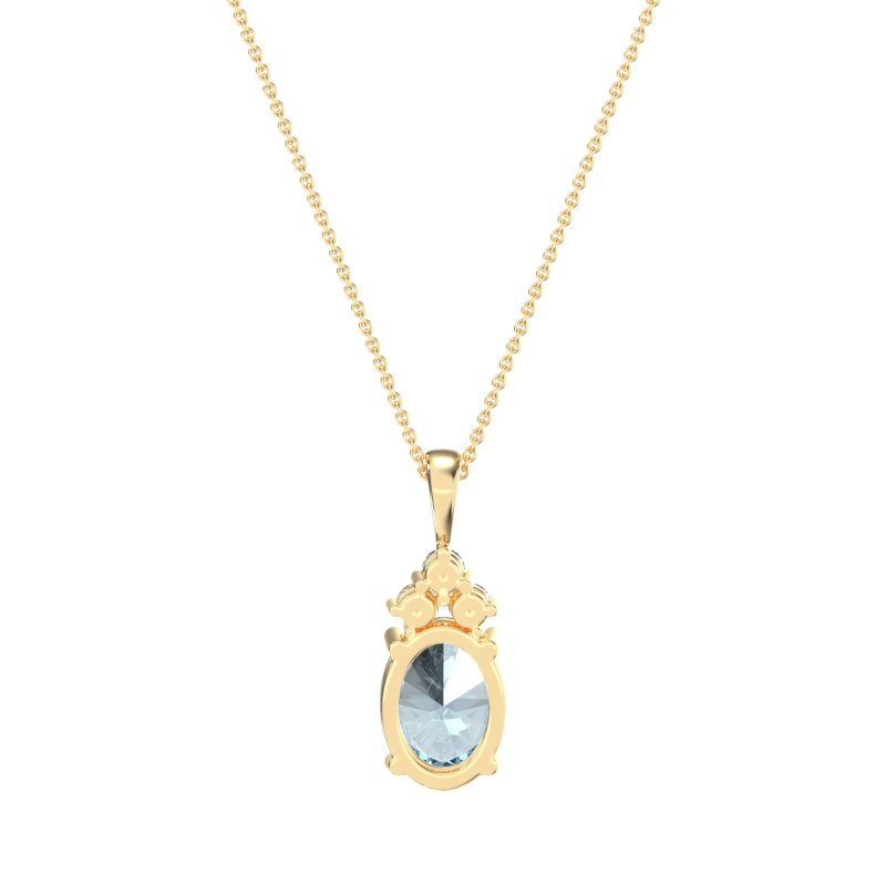 Three Stone Triangle and Oval Necklace