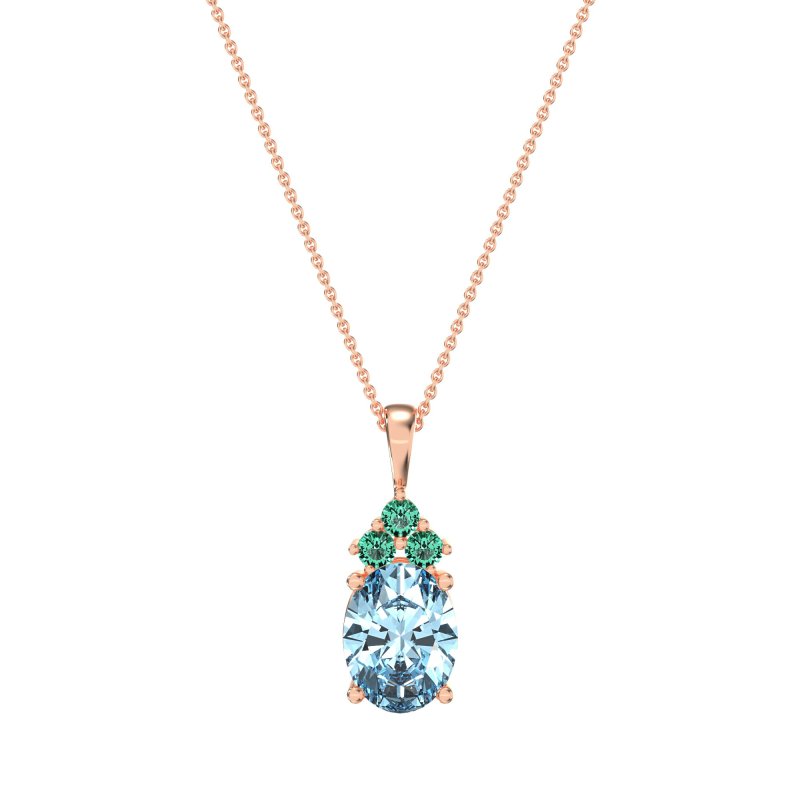 Three Stone Triangle and Oval Necklace
