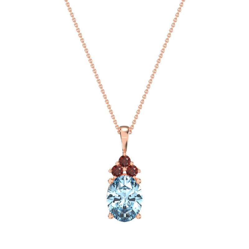 Three Stone Triangle and Oval Necklace