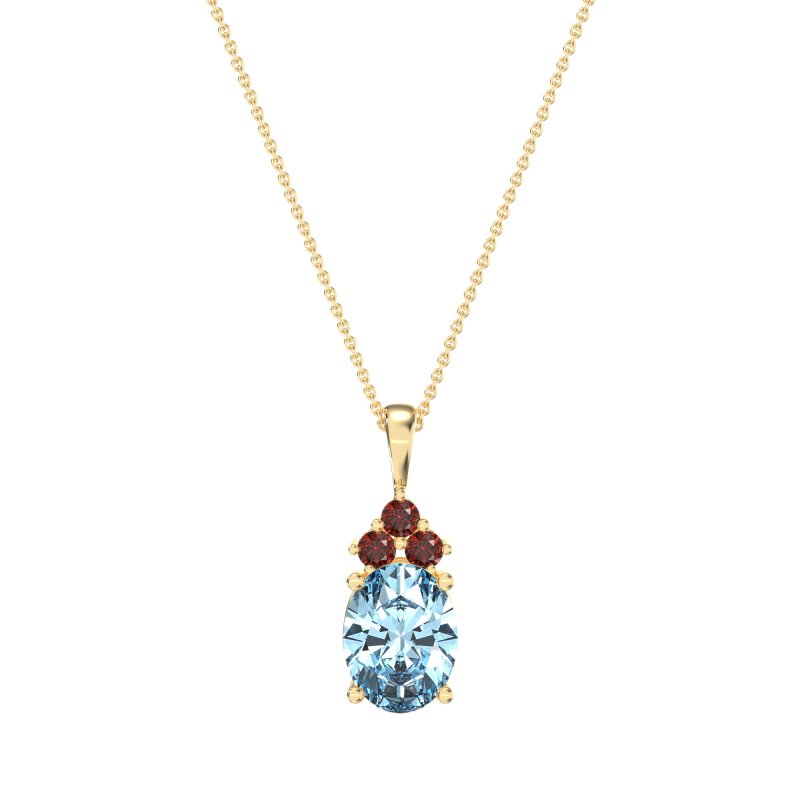 Three Stone Triangle and Oval Necklace