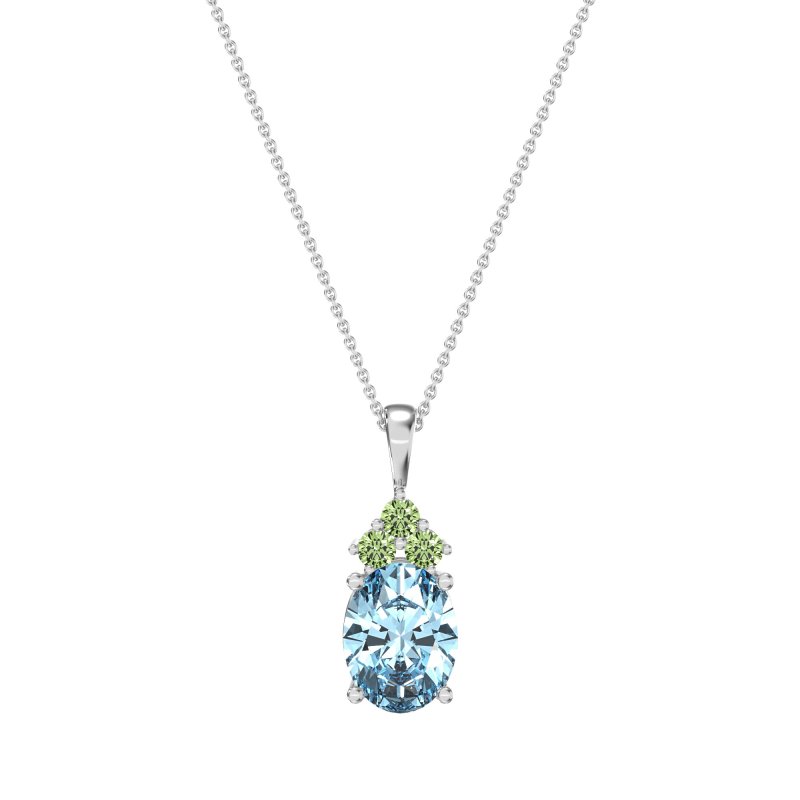 Three Stone Triangle and Oval Necklace
