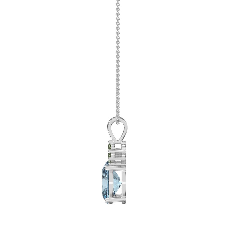 Three Stone Triangle and Oval Necklace