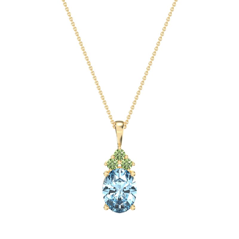 Three Stone Triangle and Oval Necklace