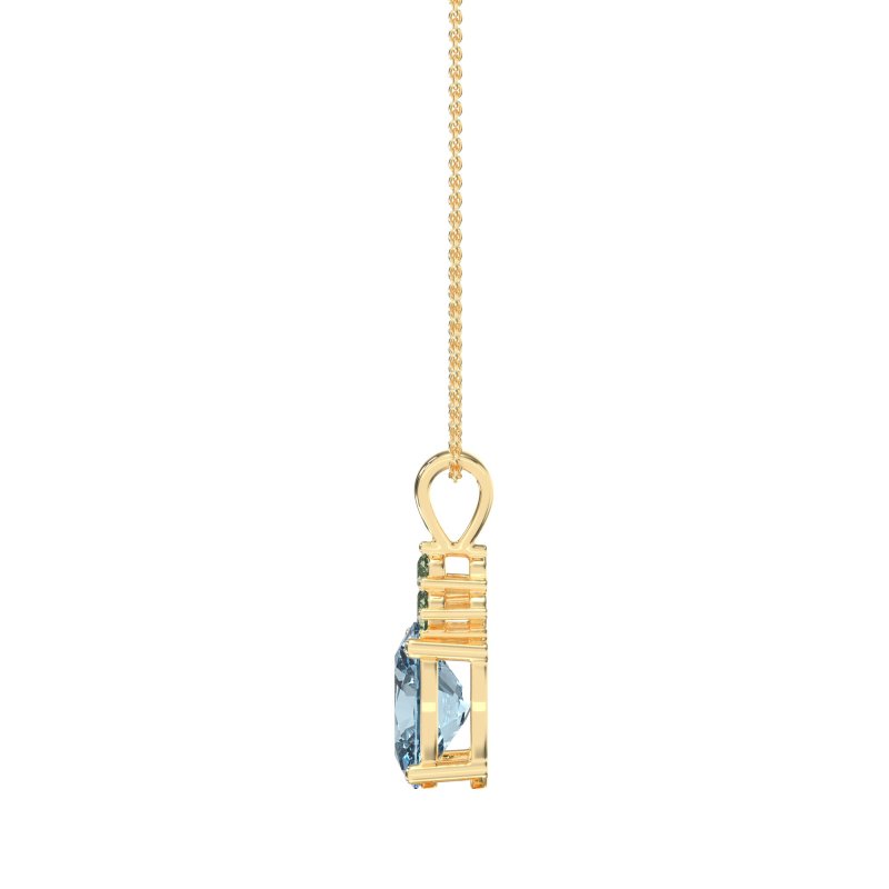 Three Stone Triangle and Oval Necklace