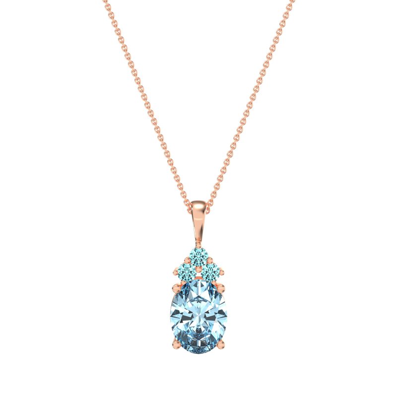 Three Stone Triangle and Oval Necklace