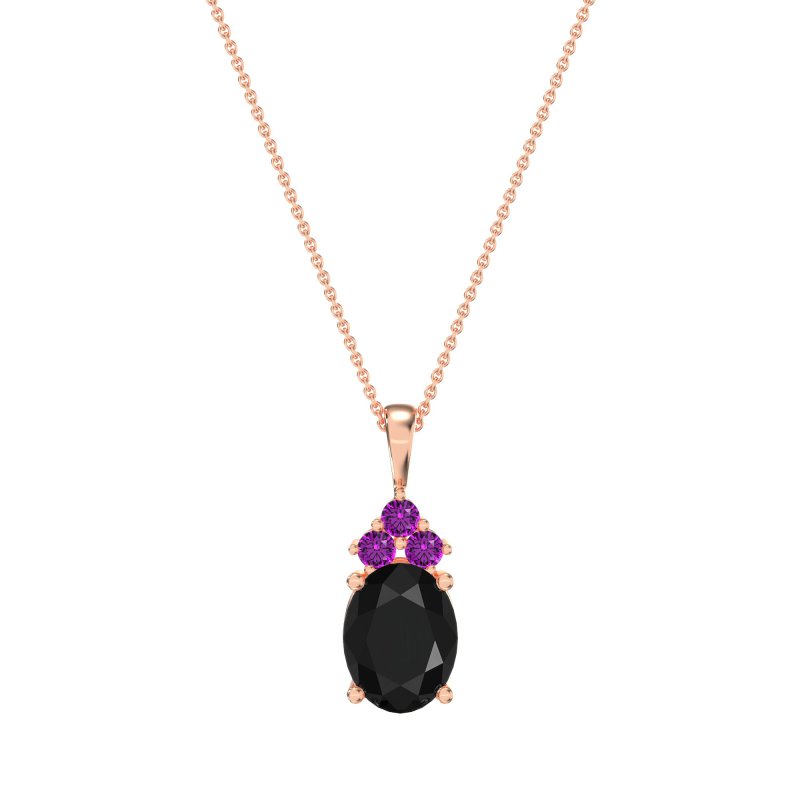 Three Stone Triangle and Oval Necklace