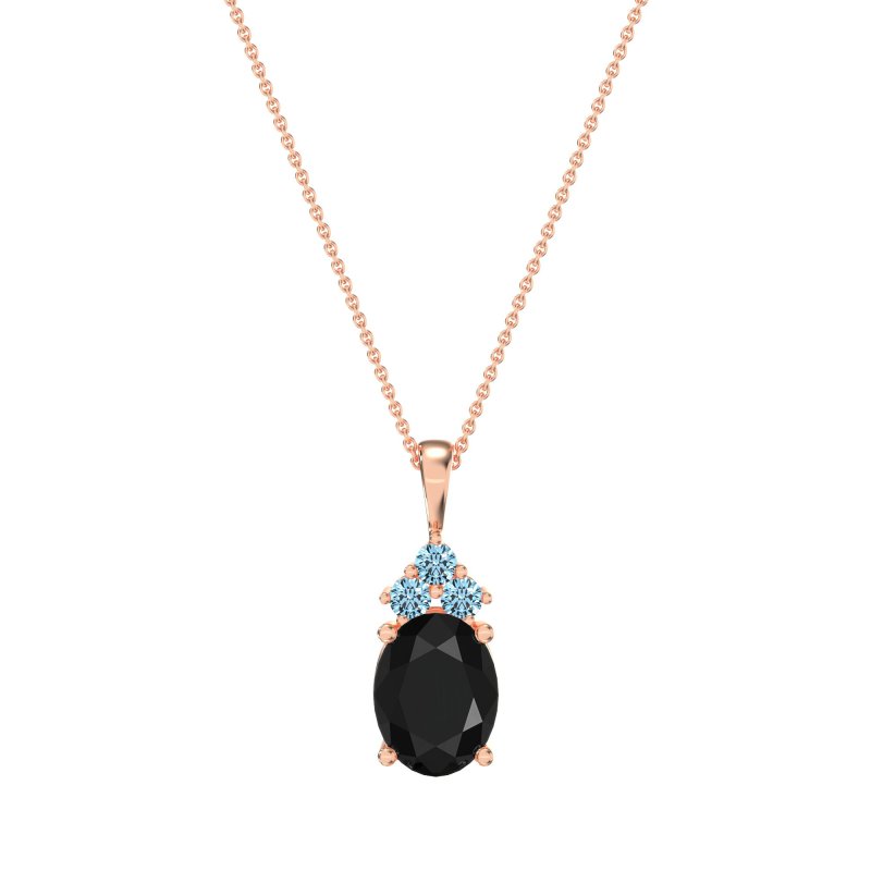 Three Stone Triangle and Oval Necklace