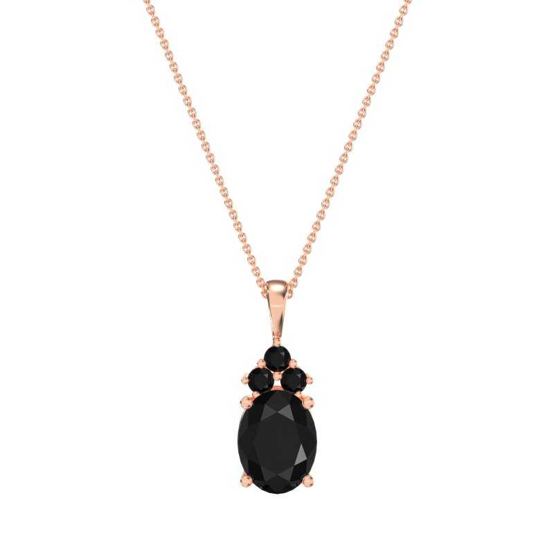 Three Stone Triangle and Oval Necklace