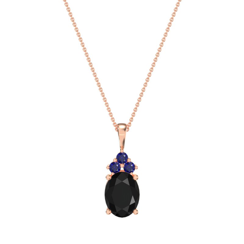 Three Stone Triangle and Oval Necklace
