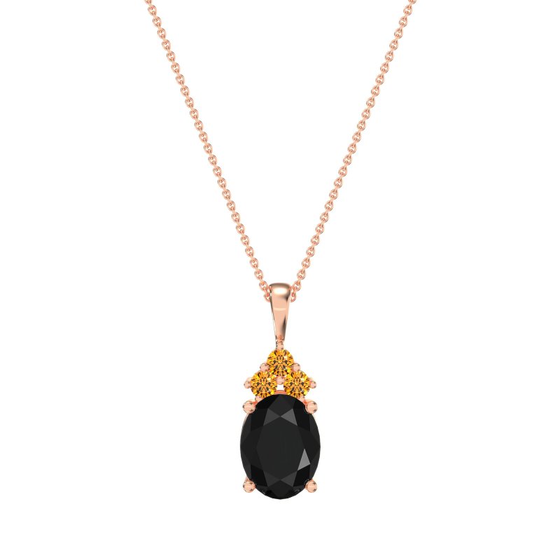 Three Stone Triangle and Oval Necklace