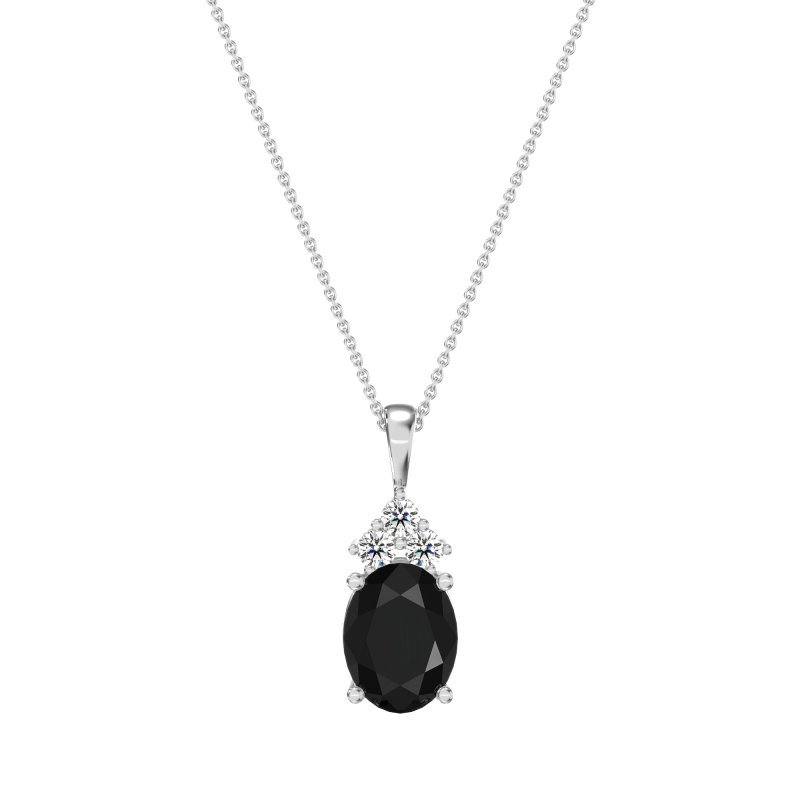 Three Stone Triangle and Oval Necklace