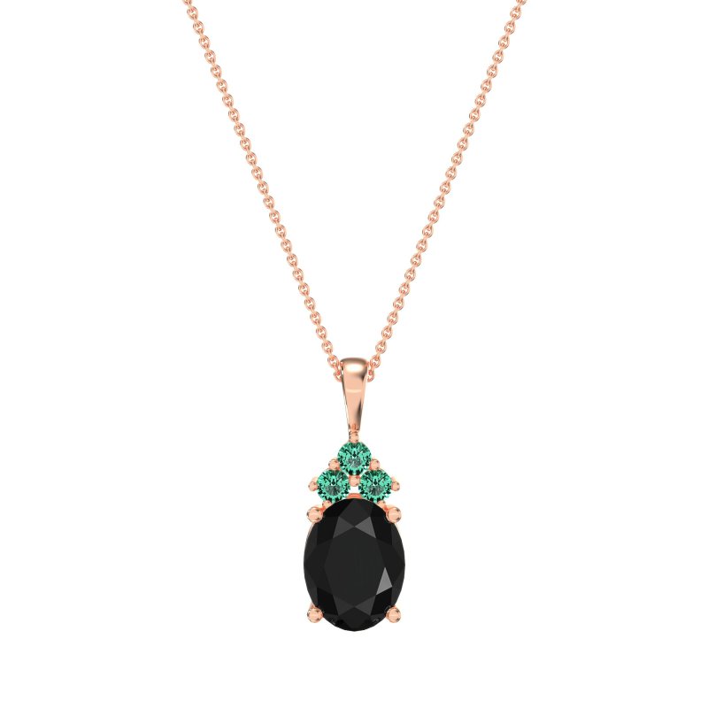 Three Stone Triangle and Oval Necklace