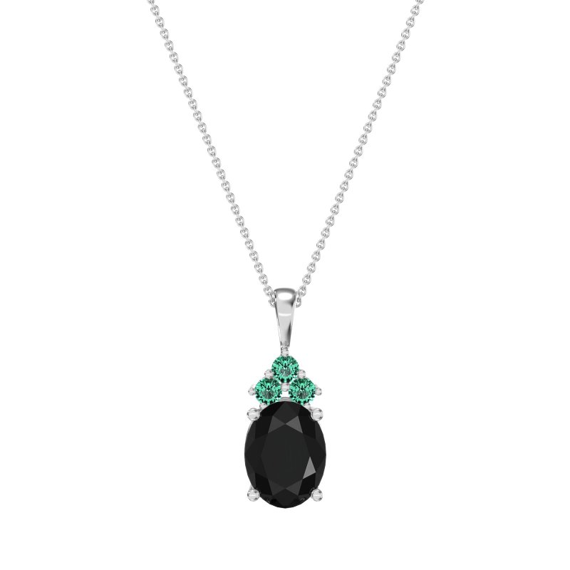 Three Stone Triangle and Oval Necklace