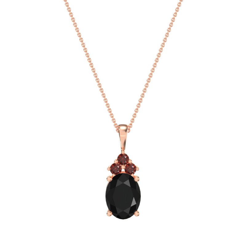 Three Stone Triangle and Oval Necklace