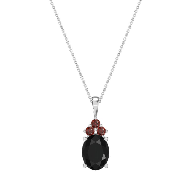 Three Stone Triangle and Oval Necklace