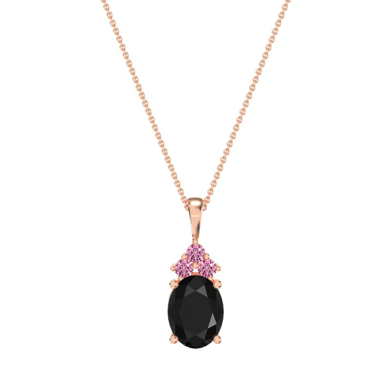 Three Stone Triangle and Oval Necklace