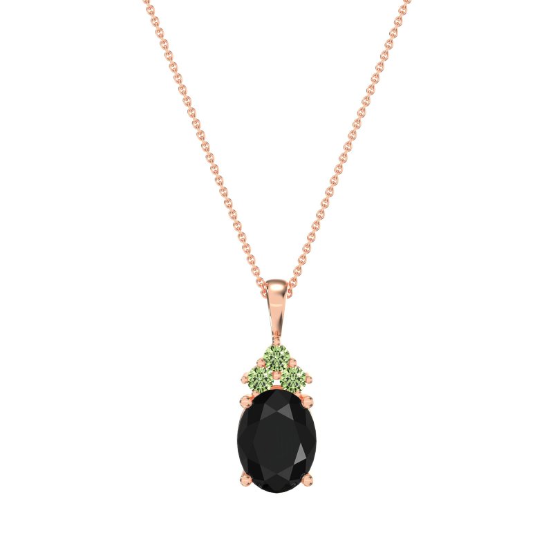 Three Stone Triangle and Oval Necklace