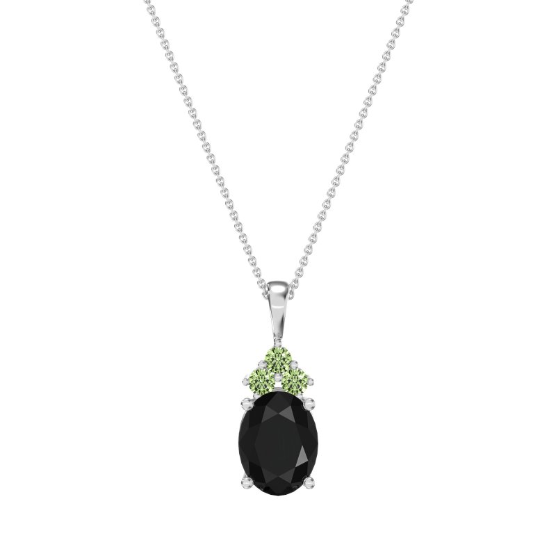 Three Stone Triangle and Oval Necklace