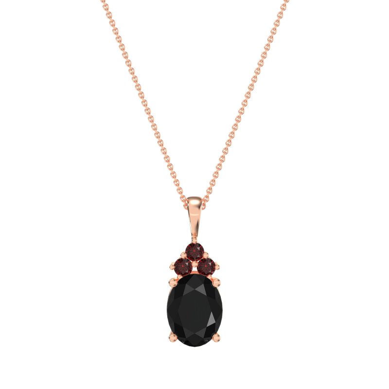 Three Stone Triangle and Oval Necklace