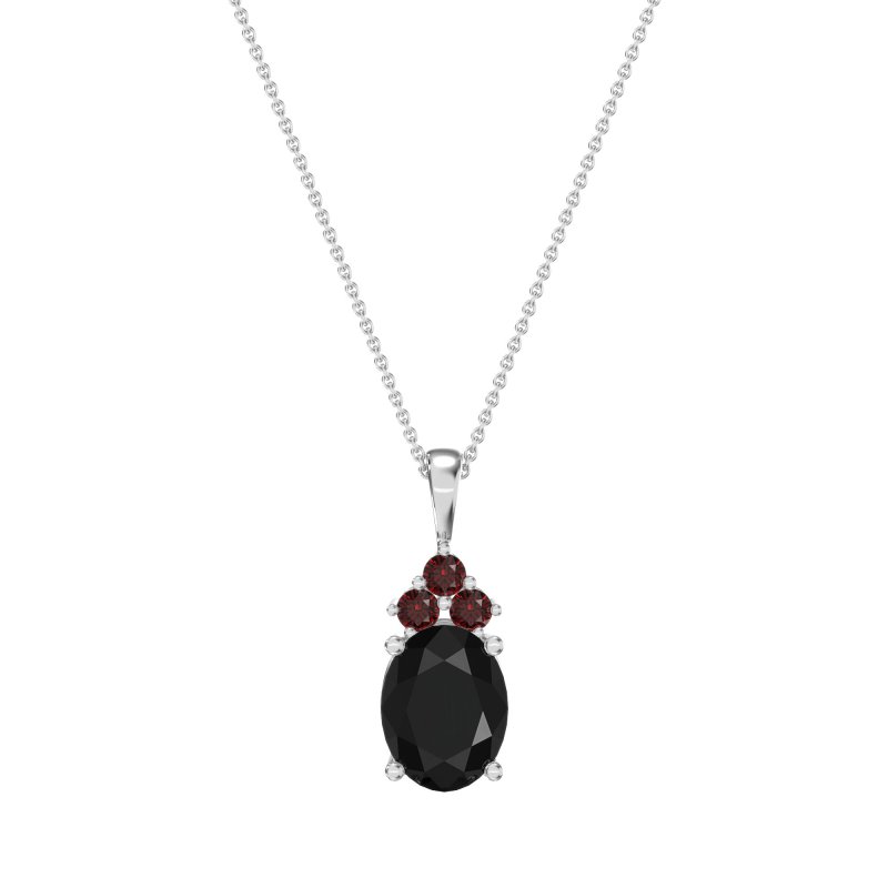 Three Stone Triangle and Oval Necklace