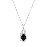 Three Stone Triangle and Oval Necklace