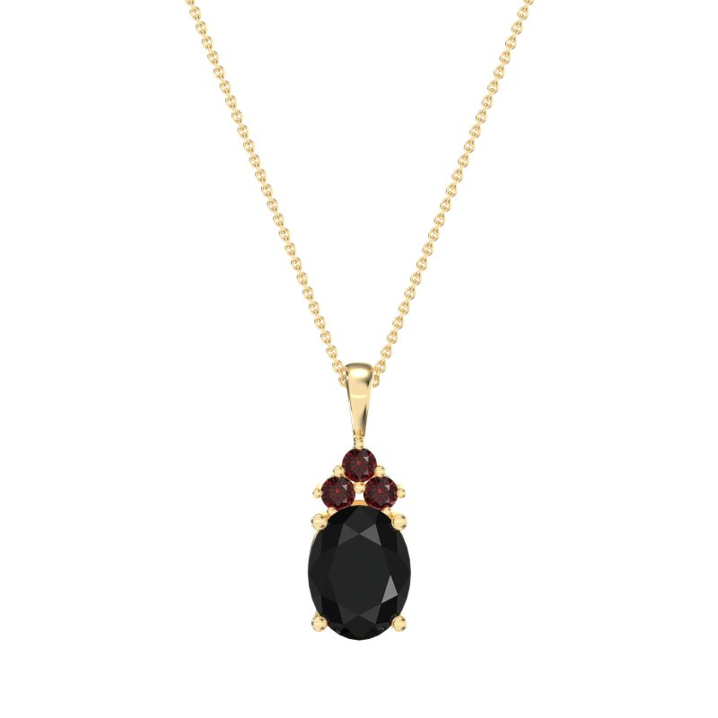 Three Stone Triangle and Oval Necklace