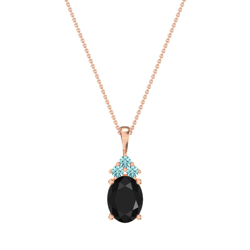 Three Stone Triangle and Oval Necklace