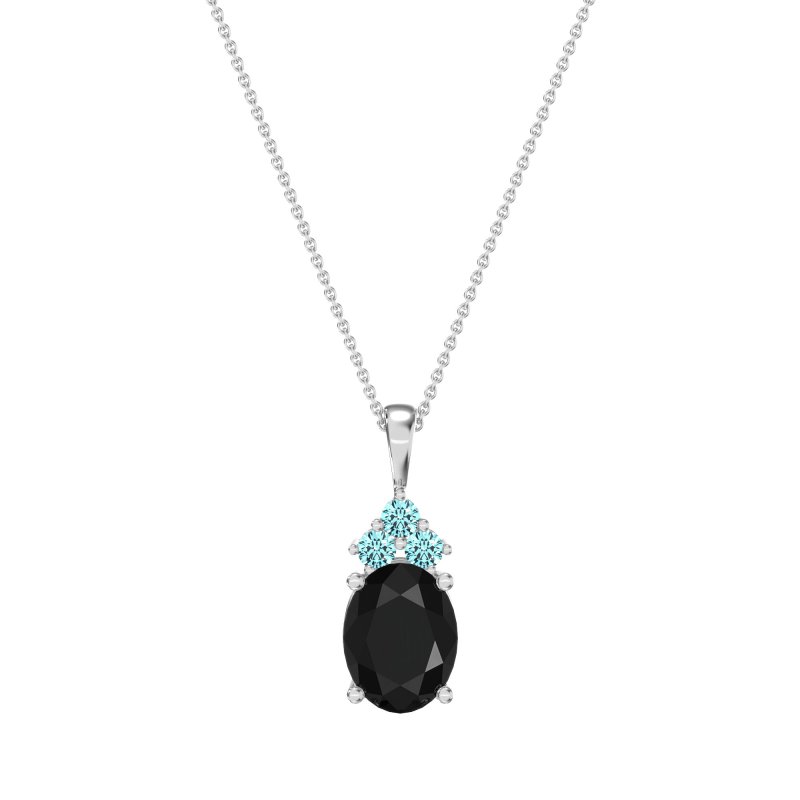 Three Stone Triangle and Oval Necklace