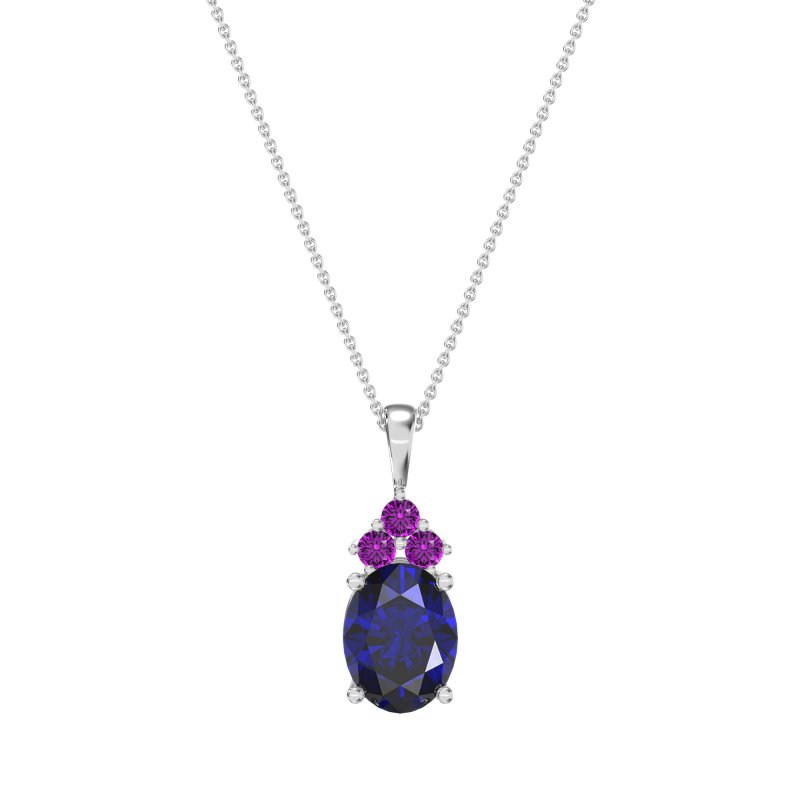 Three Stone Triangle and Oval Necklace