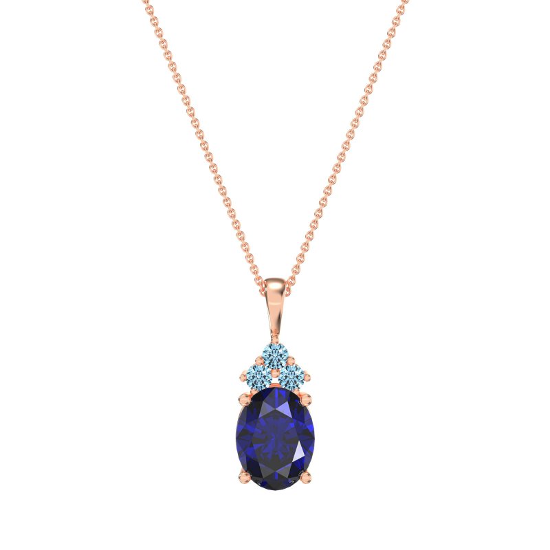 Three Stone Triangle and Oval Necklace