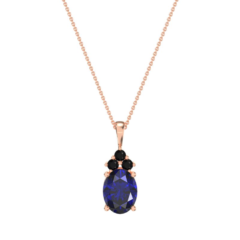 Three Stone Triangle and Oval Necklace