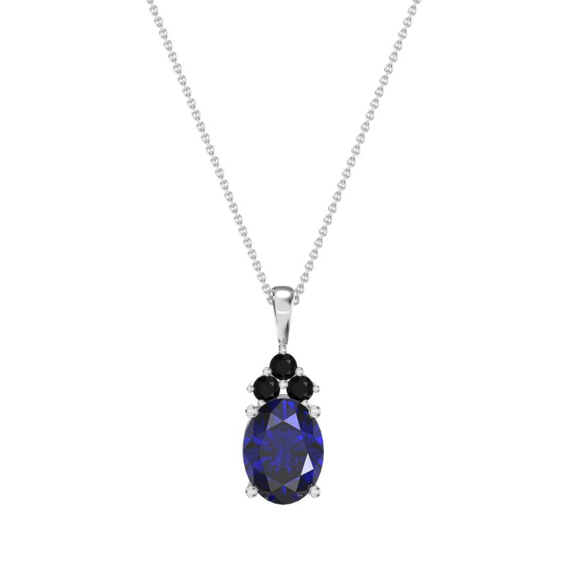 Three Stone Triangle and Oval Necklace