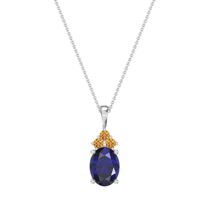 Three Stone Triangle and Oval Necklace